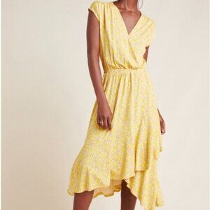 Anthropologie Maeve Fete Midi Dress Yellow I Small